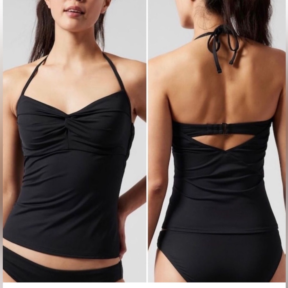 Athleta Black Hampton Bra Cup Tankini Swim Top Sz 34D/DD Women